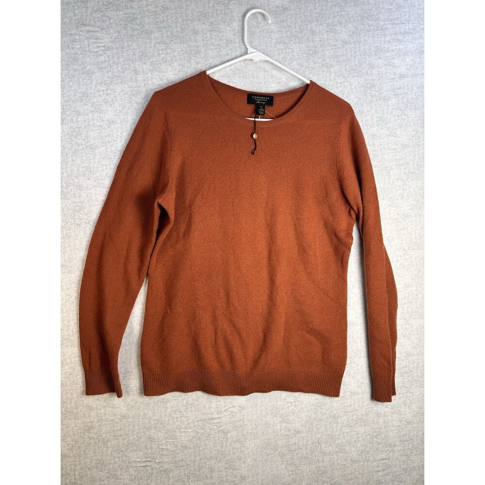 Charter Club Luxury 100% Cashmere Brown Rust Crew Neck Sweater Men Size Medium